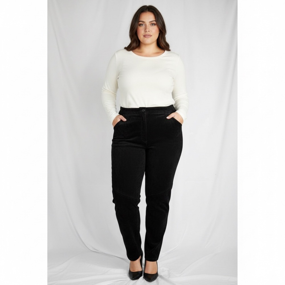 VTG A' Maglia Sz14 Black Suede Leather Pants High Rise Tapered‎ Dark Academia